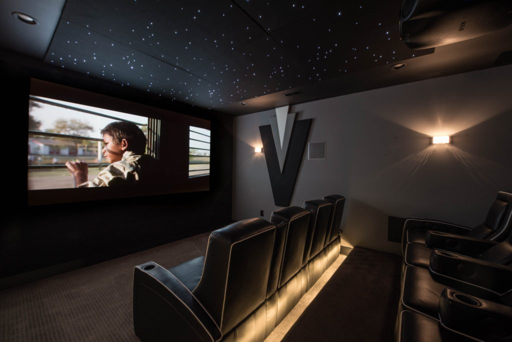 Modern Black and Grey Automated Home Theater